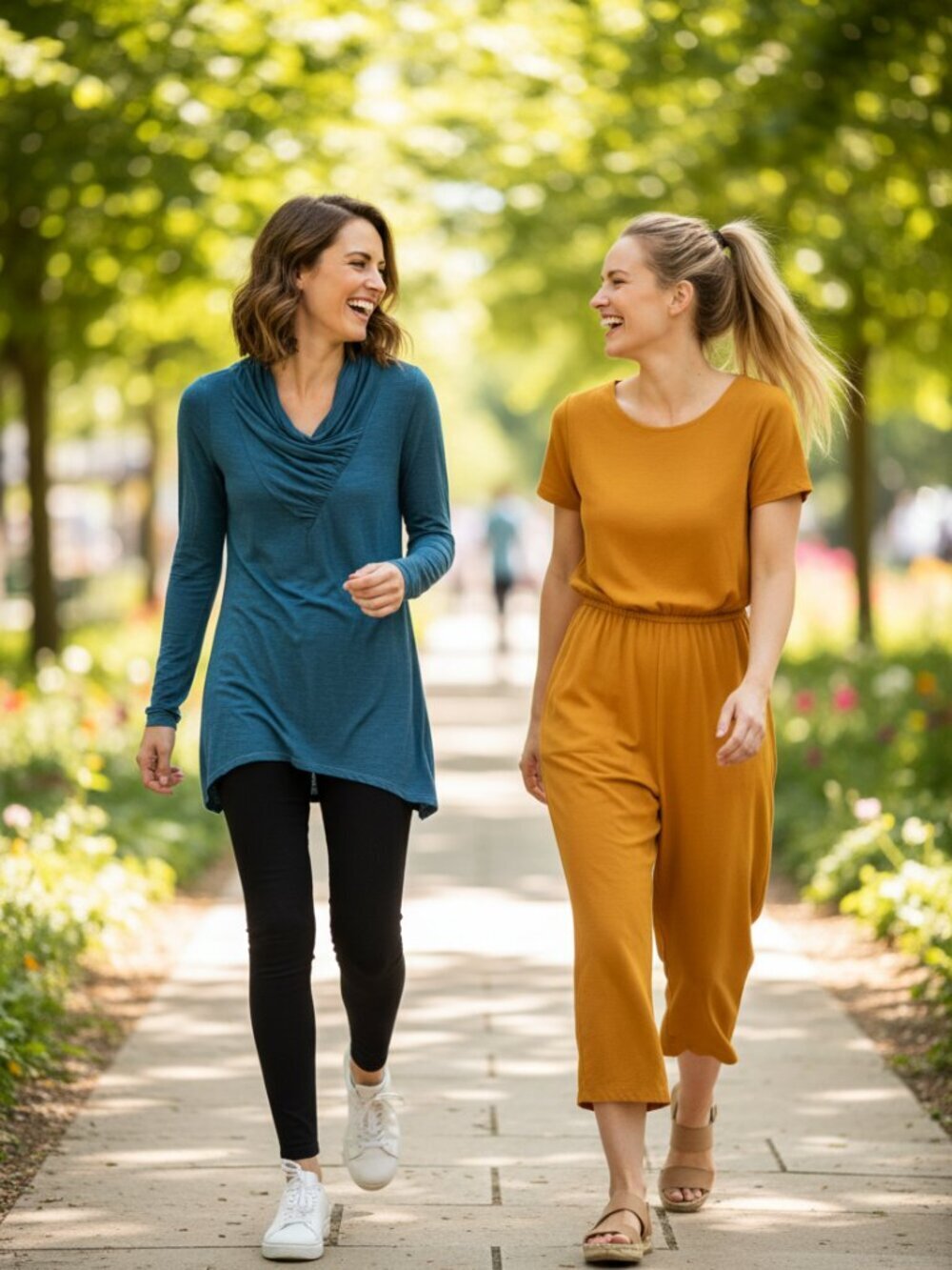 Effortless Flow! Turquoise Draped V-Neck Tunic
